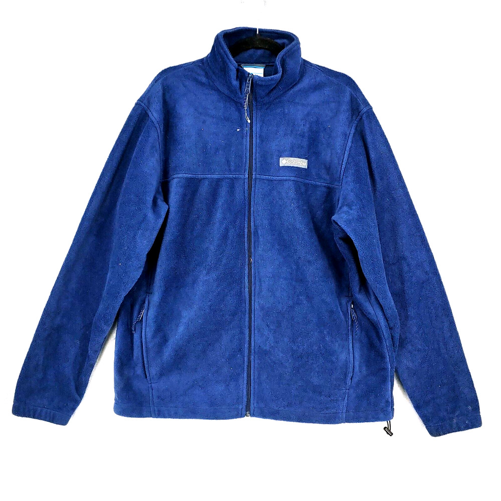 Columbia Jacket Sweater Mens Fleece Large Blue Full Zip Sweatshirt Outdoors Camp